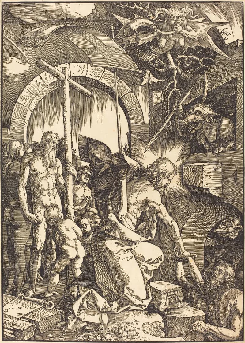 Christ in Limbo (Harrowing of Hell) by Albrecht Dürer depicting 1 Peter 3:18