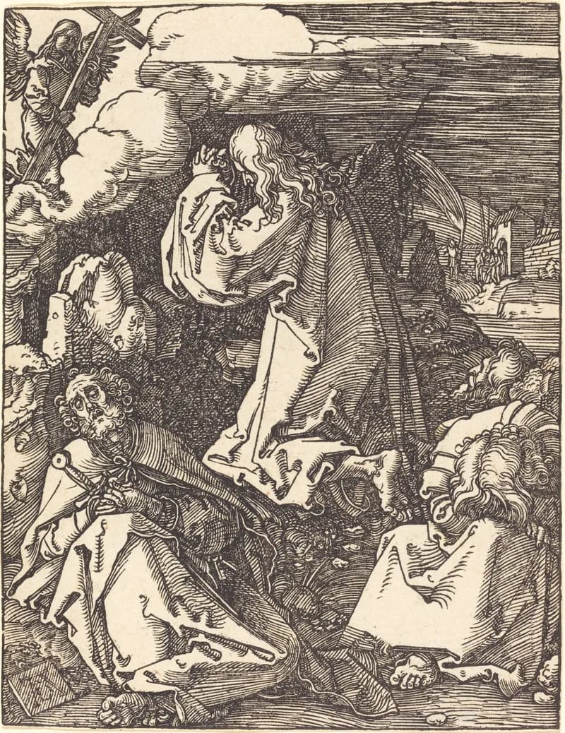 Christ on the Mount of Olives (Agony in the Garden) by Albrecht Dürer depicting Matthew 26:36