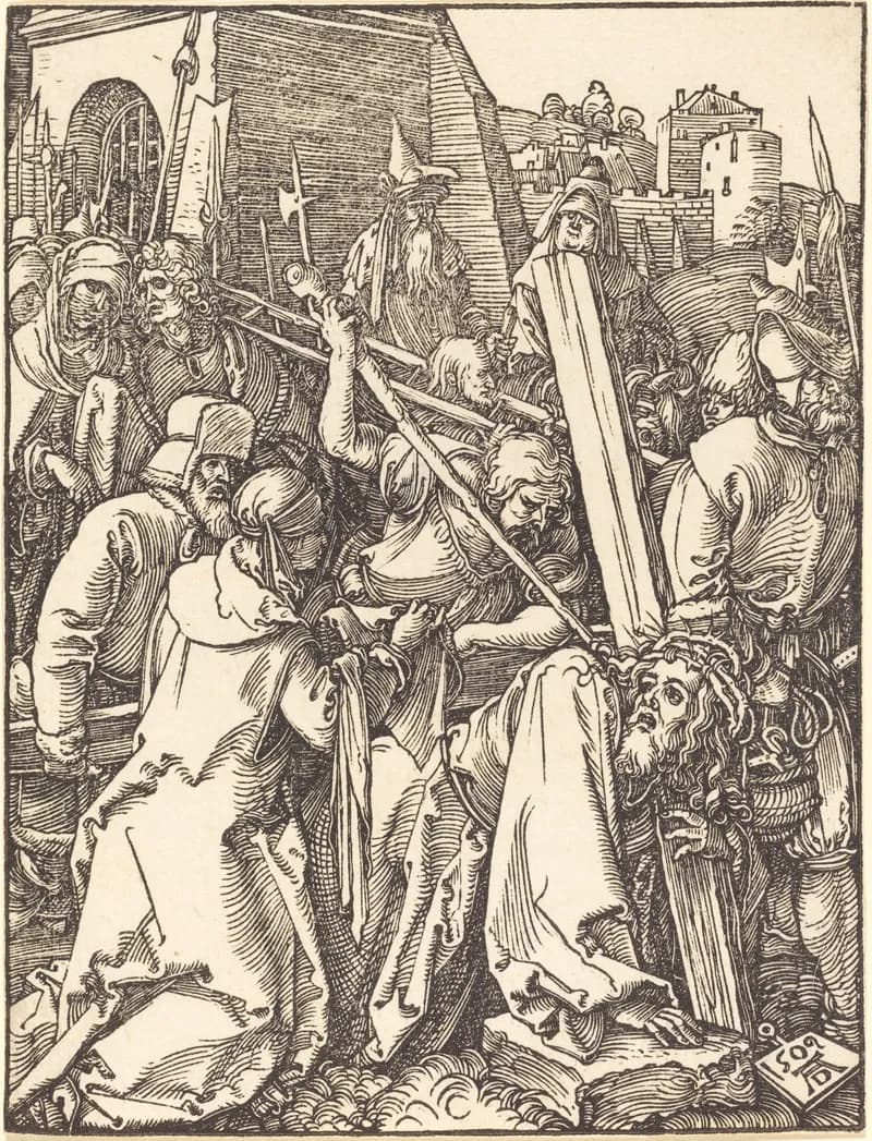 Christ Carrying the Cross by Albrecht Dürer depicting Matthew 27:31