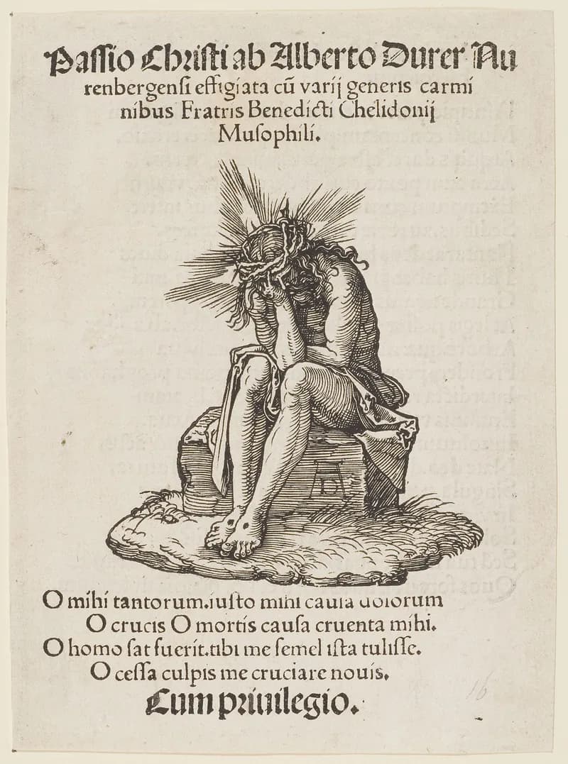 Small Passion — Title Page (Man of Sorrows) by Albrecht Dürer depicting Isaiah 53:3