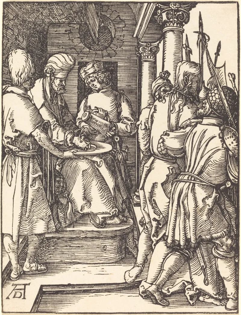 Pilate Washing His Hands by Albrecht Dürer depicting Matthew 27:24