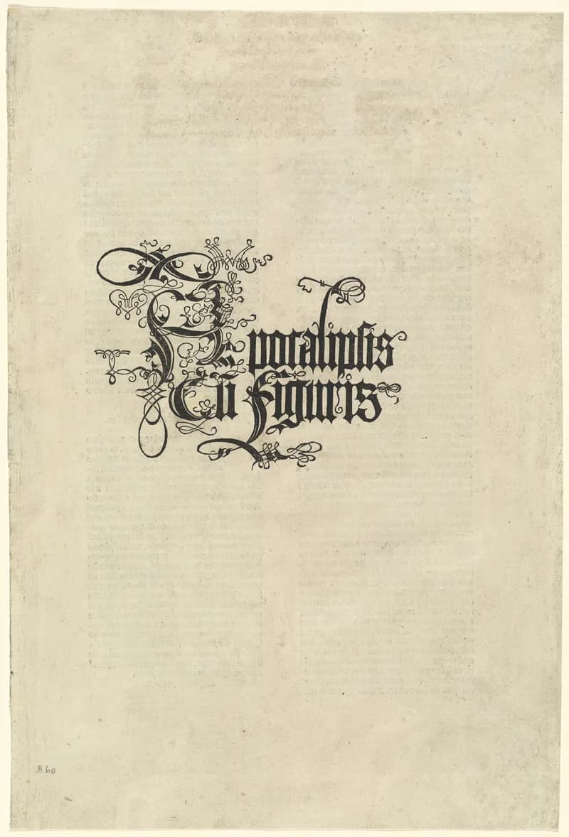 Apocalipsis cum figuris — Title Page by Albrecht Dürer depicting Revelation 1:1