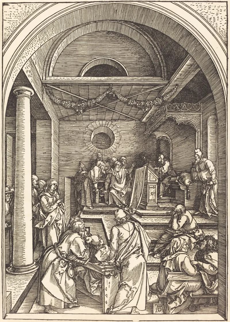 Christ Among the Doctors in the Temple by Albrecht Dürer depicting Luke 2:41