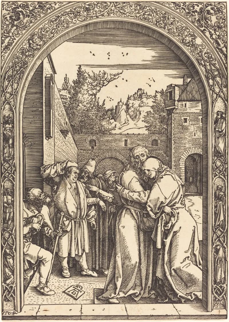 Meeting of Joachim and Anna at the Golden Gate by Albrecht Dürer depicting Luke 1:26