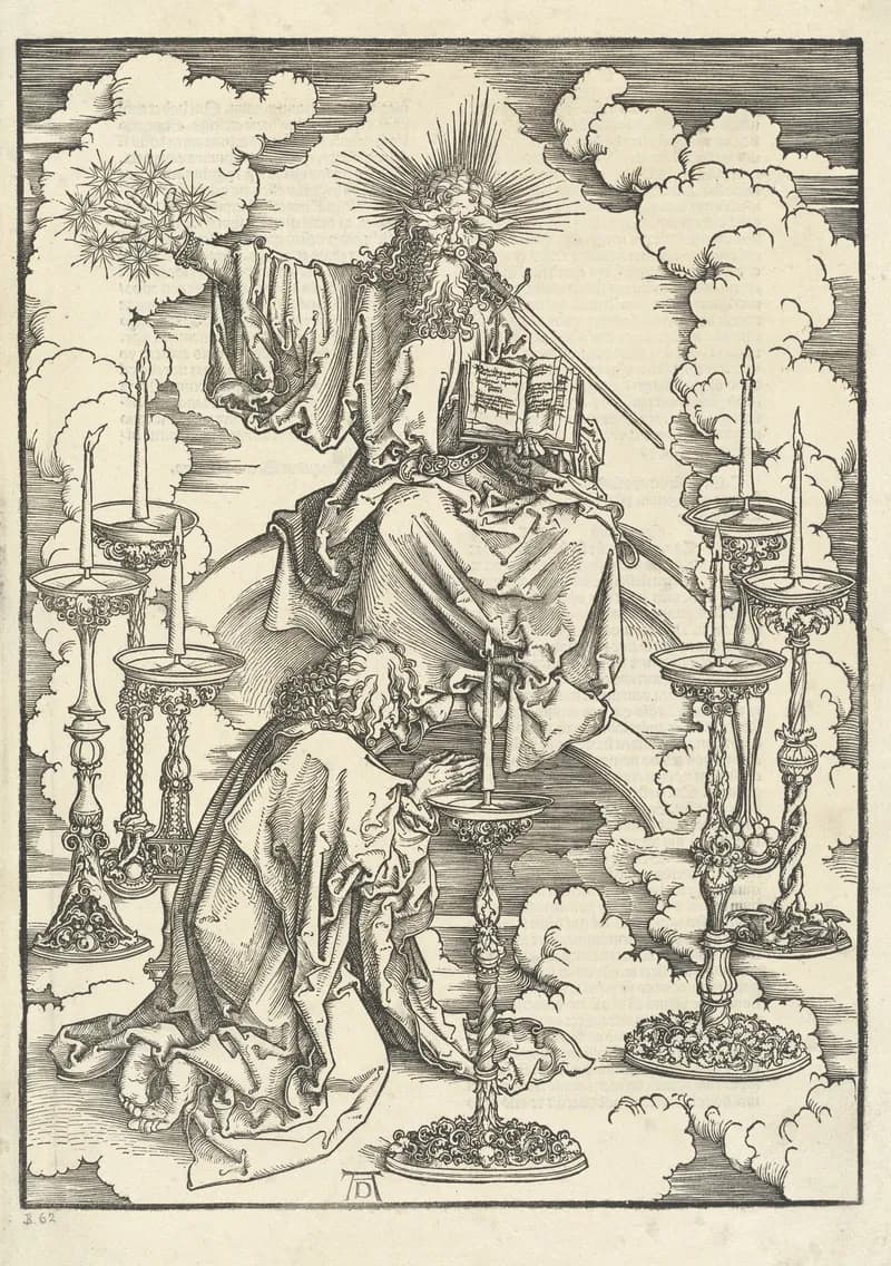 Vision of the Seven Candlesticks by Albrecht Dürer depicting Revelation 1:10