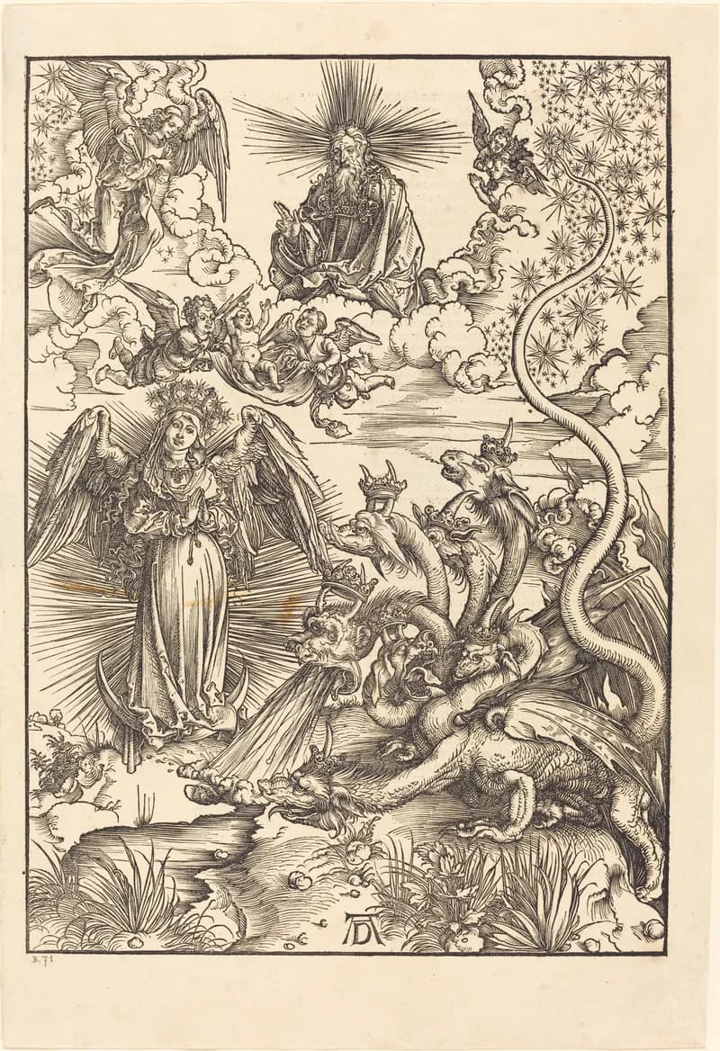 The Woman of the Apocalypse and the Seven-Headed Dragon by Albrecht Dürer depicting Revelation 12:1