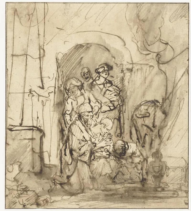 Engel verlaat de familie van Tobit by Ferdinand Bol depicting Tobit 6