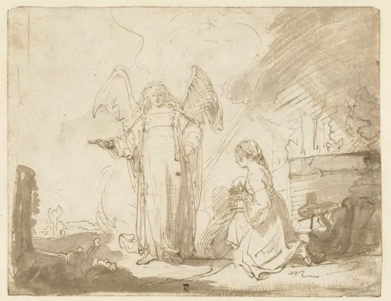 Hagar and the Angel at the Well on the Way to Shur by Ferdinand Bol depicting Genesis 21