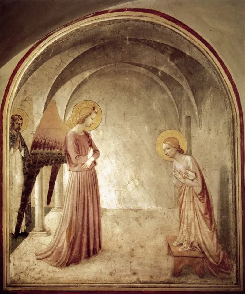 The Annunciation (Cell 3) by Fra Angelico depicting Luke 1:26