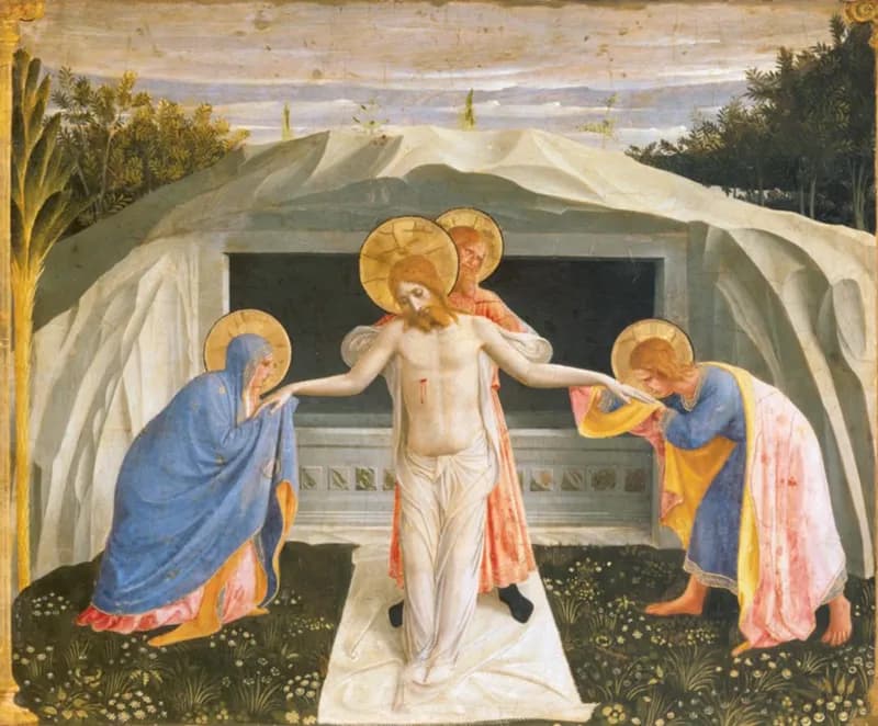 The Entombment of Christ by Fra Angelico depicting Matthew 27:57
