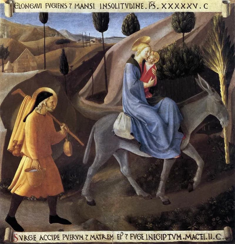 The Flight into Egypt (Armadio degli Argenti) by Fra Angelico depicting Matthew 2:13