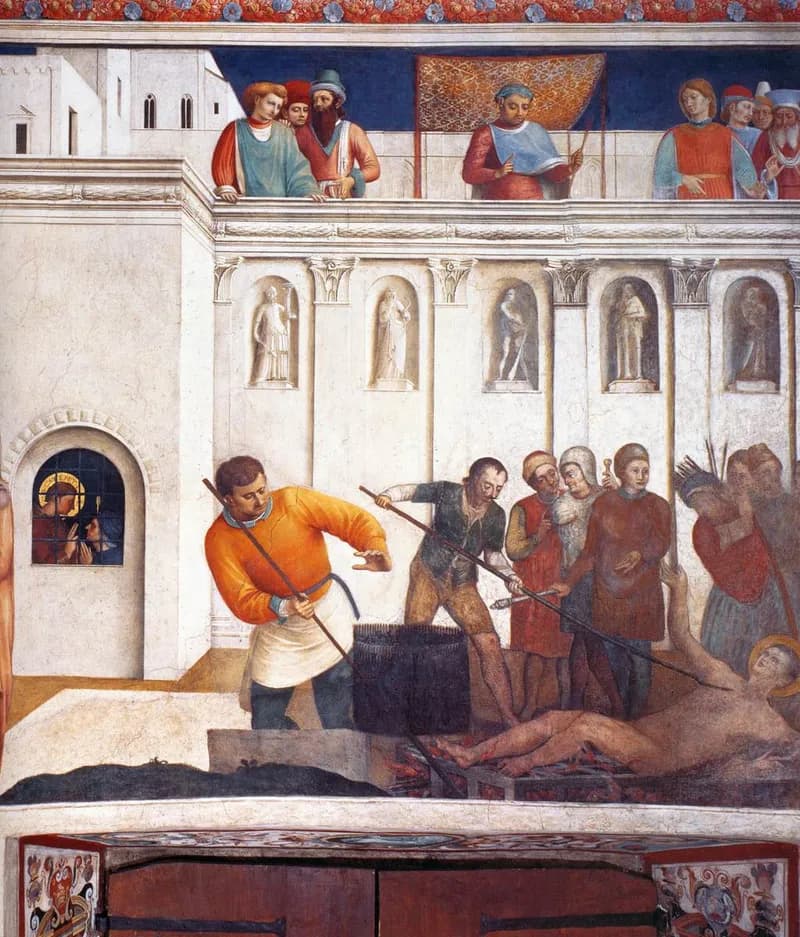 The Martyrdom of Saint Lawrence by Fra Angelico depicting Acts 6:8