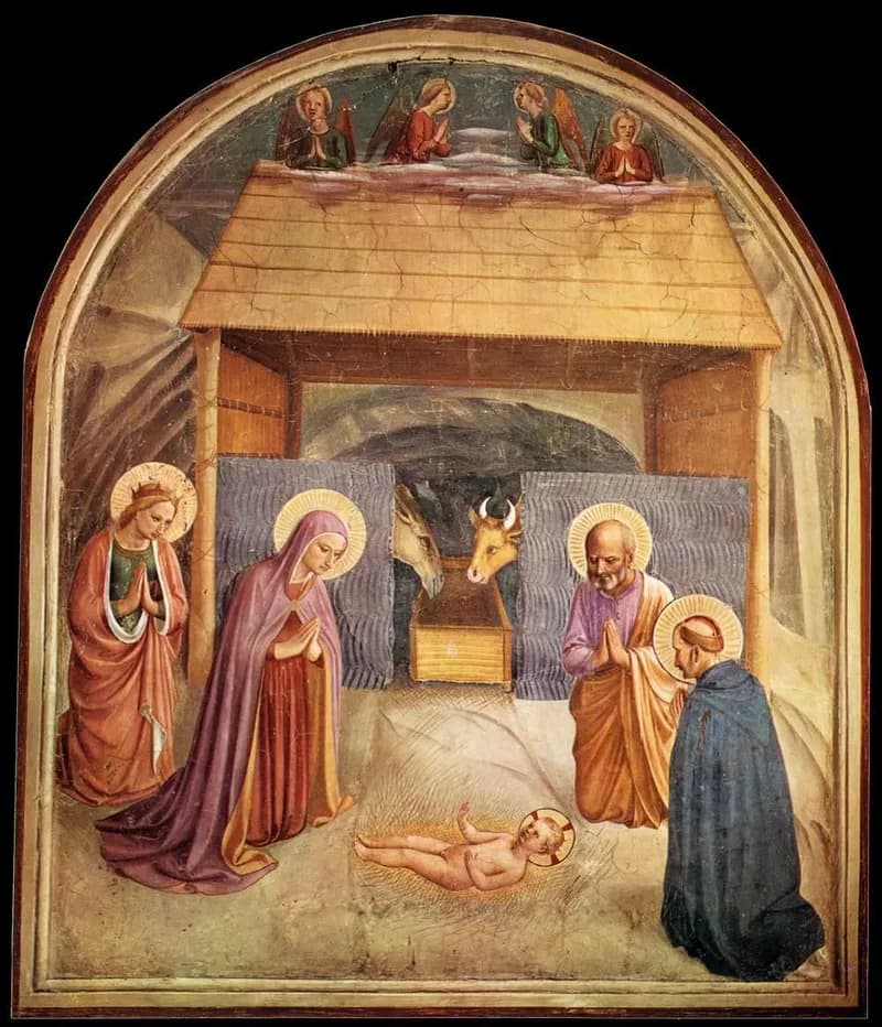 The Nativity (Cell 5) by Fra Angelico depicting Luke 2:7