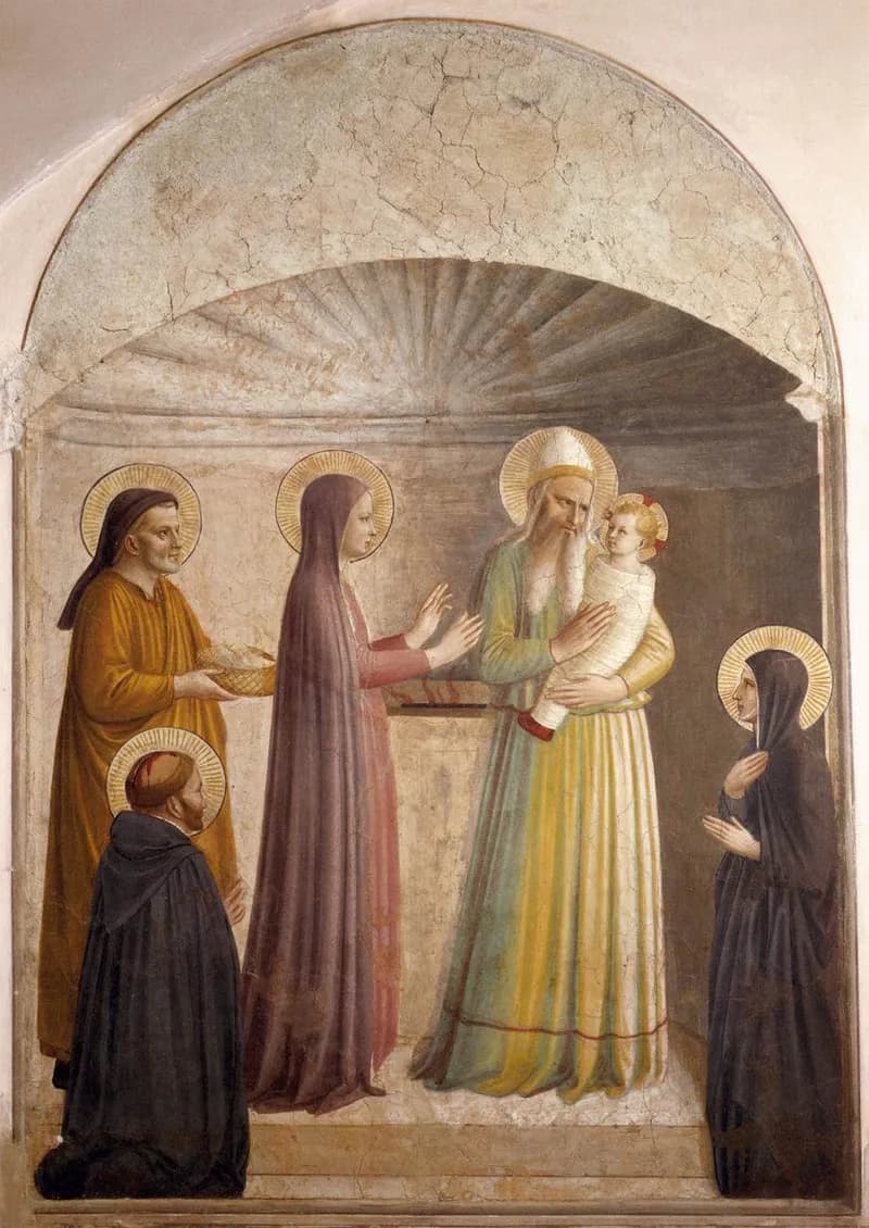 The Presentation of Jesus in the Temple (Cell 10) by Fra Angelico depicting Luke 2:22