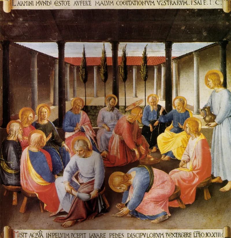 The Washing of Feet (Armadio degli Argenti) by Fra Angelico depicting John 13:4