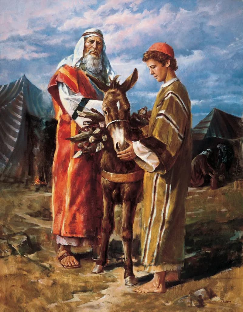 Abraham Taking Isaac to Be Sacrificed by Del Parson depicting Genesis 21:1