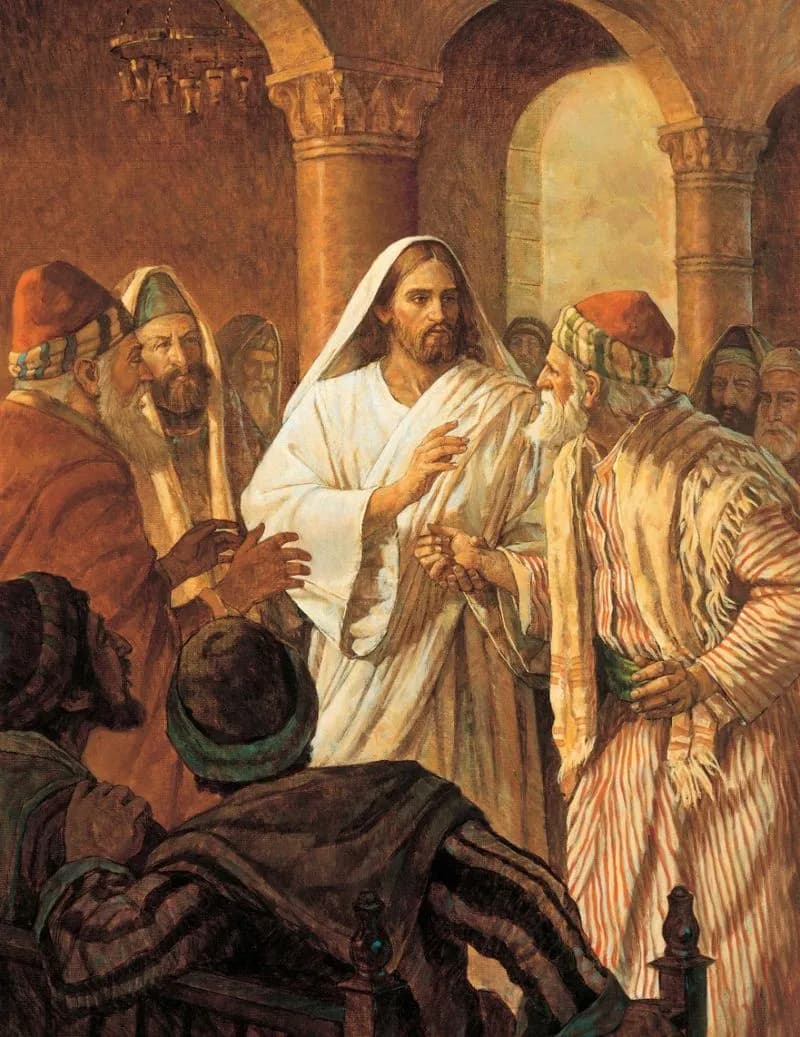 Christ Healing the Man with the Withered Hand by Robert T. Barrett depicting Mark 3:1