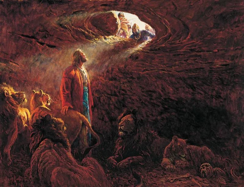 Daniel in the Lions’ Den by Clark Kelley Price depicting Daniel 6