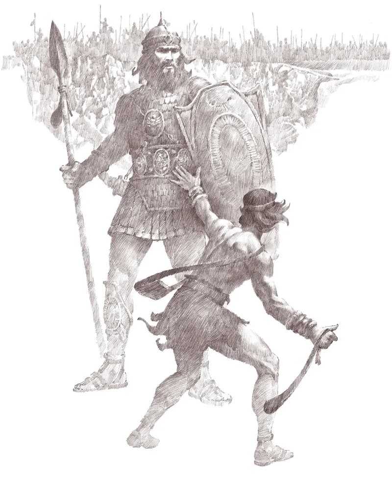 David Slays Goliath by Ted Henninger depicting 1 Samuel 17