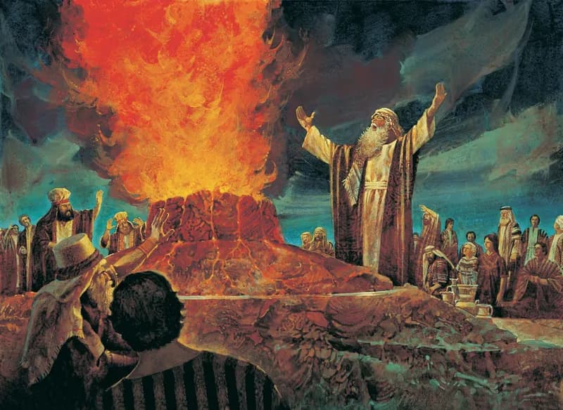 Elijah Contends against the Priests of Baal by Jerry Harston depicting 1 Kings 18:17