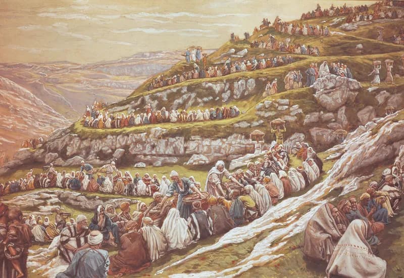 Feeding the Five Thousand (The Miracle of the Loaves and Fishes) by James Tissot depicting Matthew 14:13