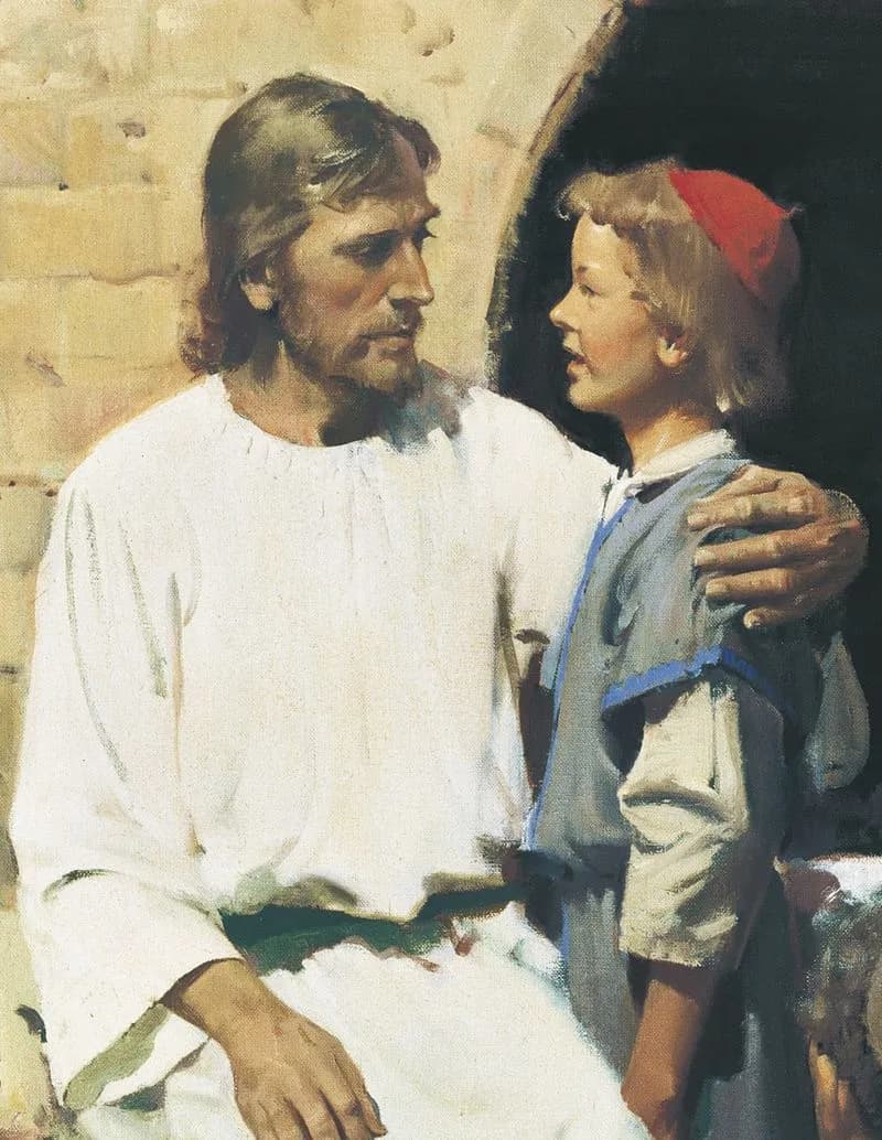 Jesus Christ with a Child (Christ with the Children) by Harry Anderson depicting Mark 10:13