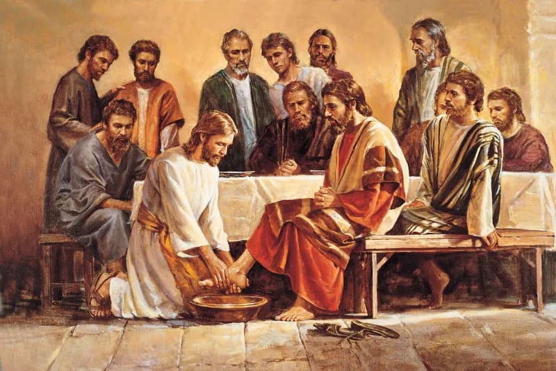 Jesus Washing the Apostles’ Feet (Jesus Washing the Feet of the Apostles) by Del Parson depicting John 13:4