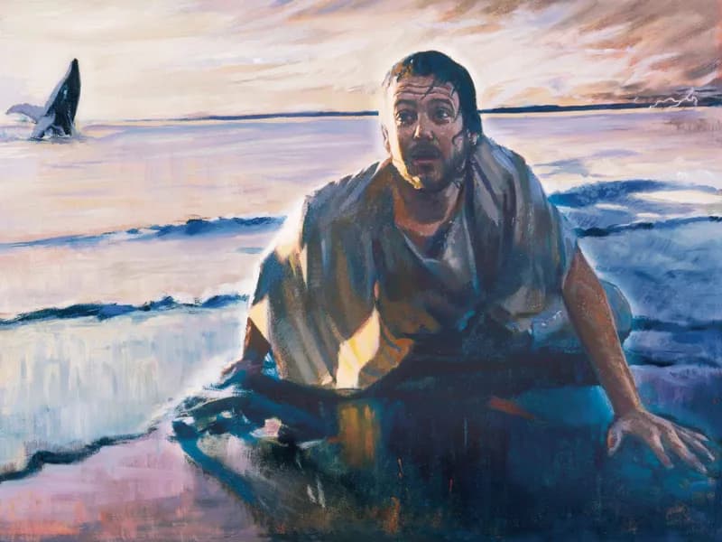 Jonah on the Beach at Nineveh by Daniel A. Lewis depicting Jonah 3:1