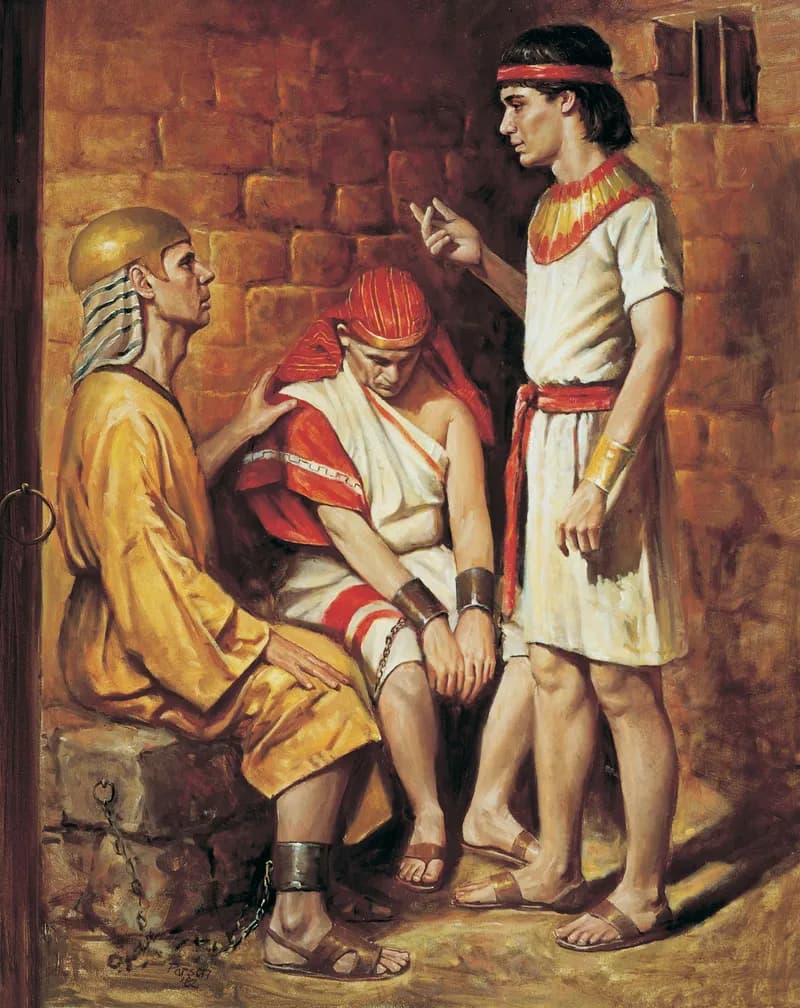 Joseph and the Butler and Baker (Joseph Interprets the Pharaoh’s Servants’ Dreams) by Del Parson depicting Genesis 40:1