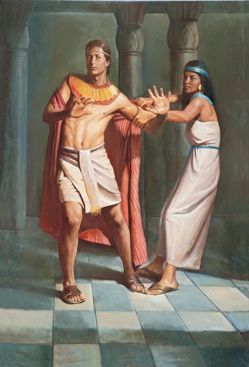 Joseph Resists Potiphar’s Wife (Joseph and Potiphar’s Wife) by Del Parson depicting Genesis 39