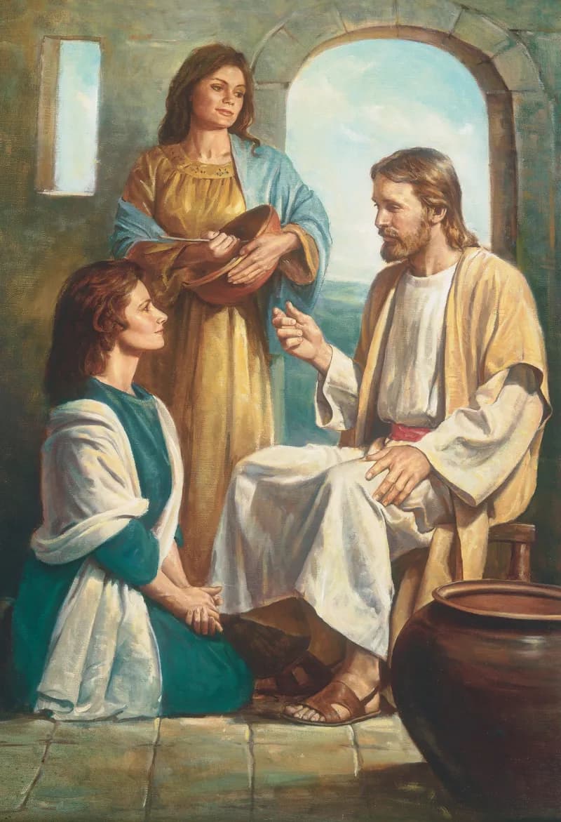 Mary and Martha by Del Parson depicting Luke 10:38