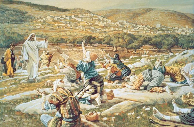 Ten Lepers (The Healing of the Ten Lepers) by James Tissot depicting Luke 17:11