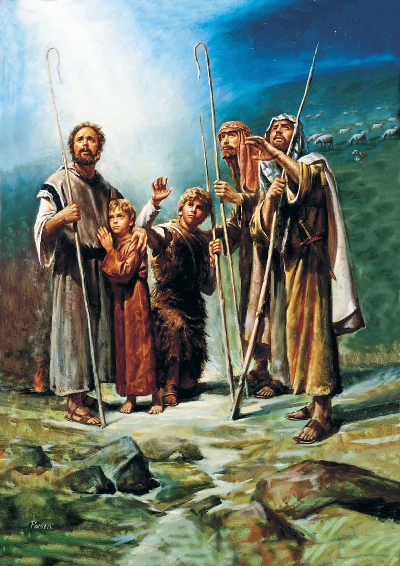The Announcement of Christ’s Birth to the Shepherds by Del Parson depicting Luke 2:8