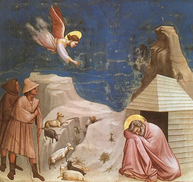 Joachim's Dream by Giotto di Bondone depicting Luke 1:27