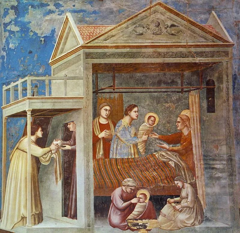 Birth of the Virgin by Giotto di Bondone depicting Luke 1:27
