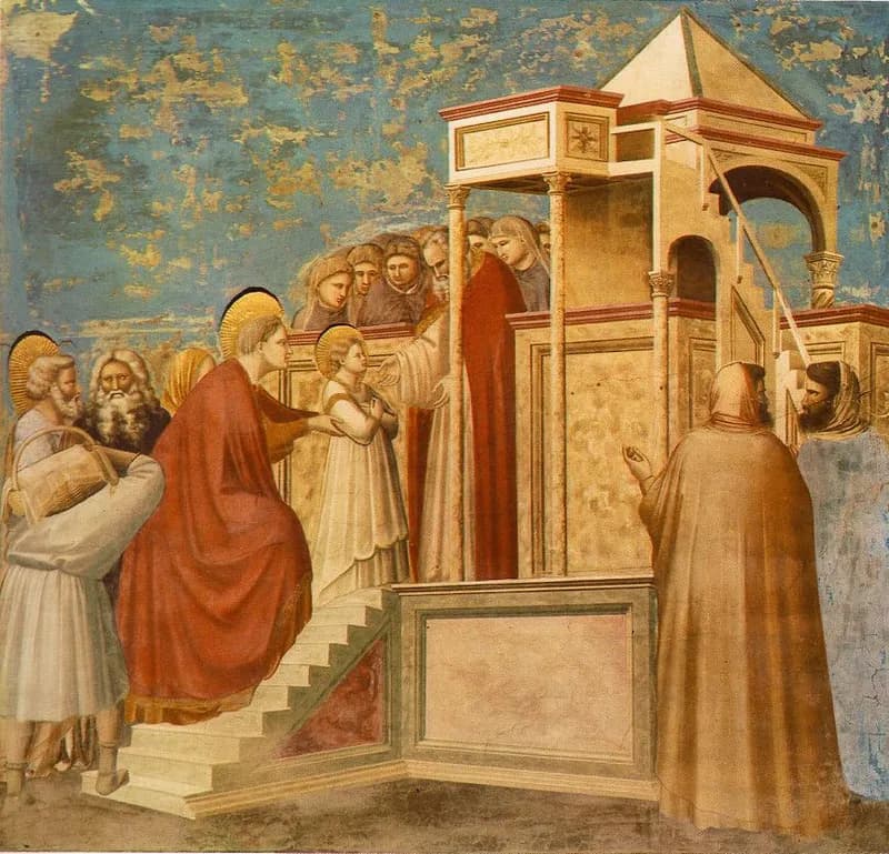 Presentation of the Virgin in the Temple by Giotto di Bondone depicting Luke 1:27