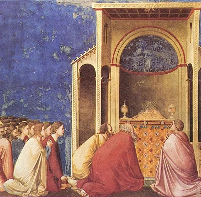 Prayer of the Suitors by Giotto di Bondone depicting Matthew 1:18