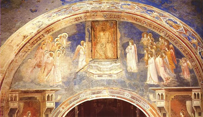 God Sends Gabriel to the Virgin by Giotto di Bondone depicting Luke 1:26