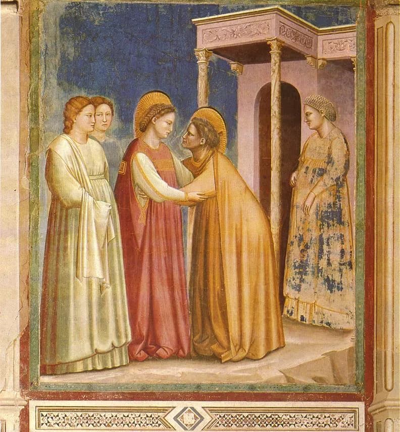 Visitation by Giotto di Bondone depicting Luke 1:39