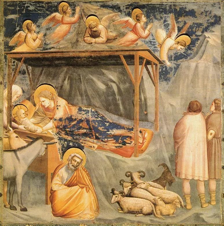 Nativity (Birth of Jesus) by Giotto di Bondone depicting Luke 2:1
