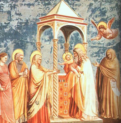 Presentation of Jesus at the Temple by Giotto di Bondone depicting Luke 2:22