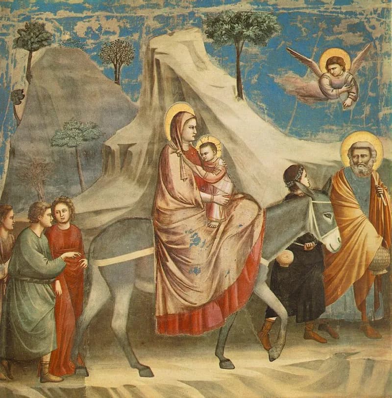 Flight into Egypt by Giotto di Bondone depicting Matthew 2:13