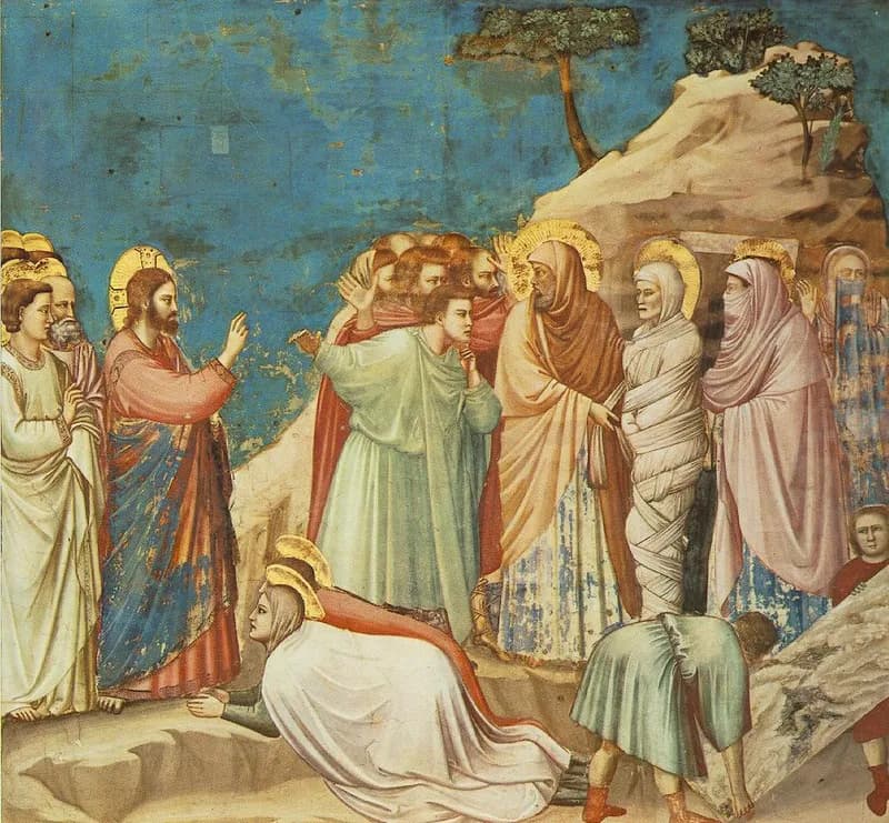 Raising of Lazarus by Giotto di Bondone depicting John 11:1