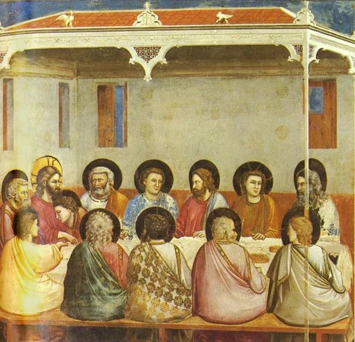 Last Supper by Giotto di Bondone depicting Matthew 26:17