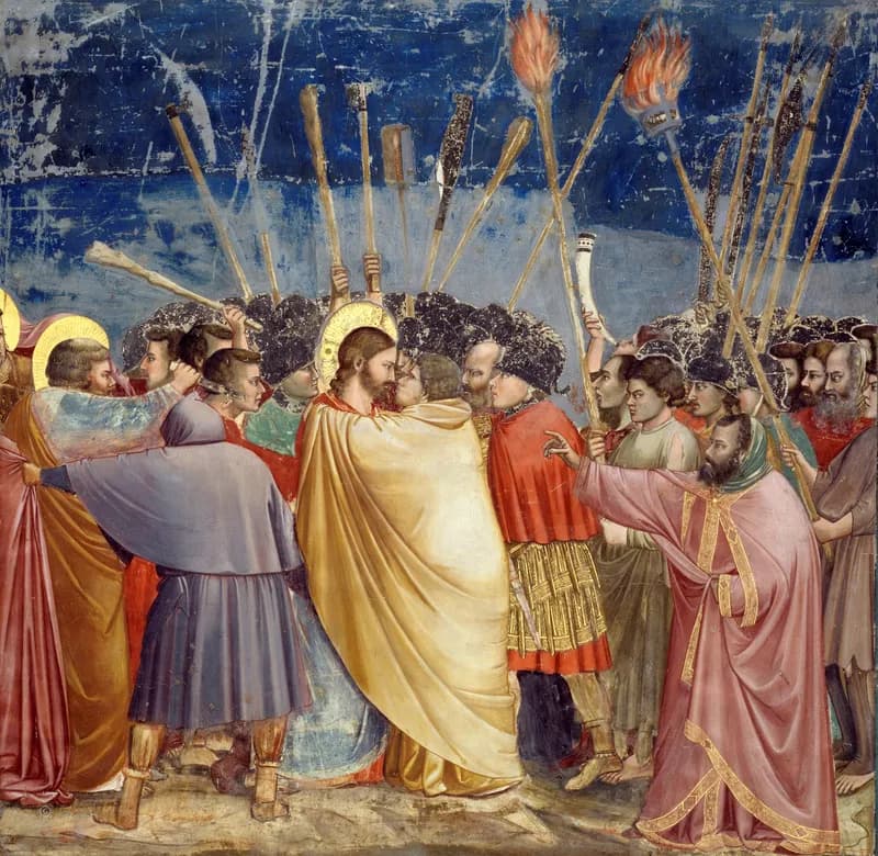 Kiss of Judas by Giotto di Bondone depicting Matthew 26:47