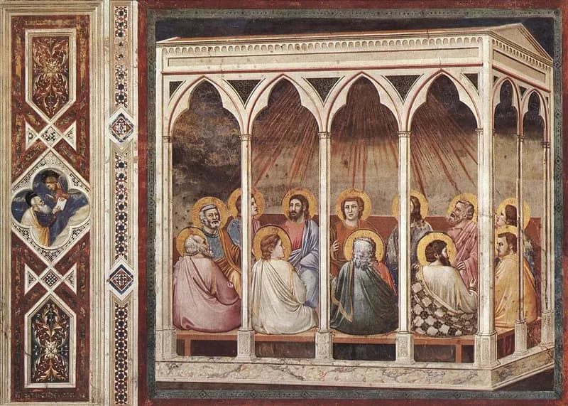 Pentecost by Giotto di Bondone depicting Acts 2:1
