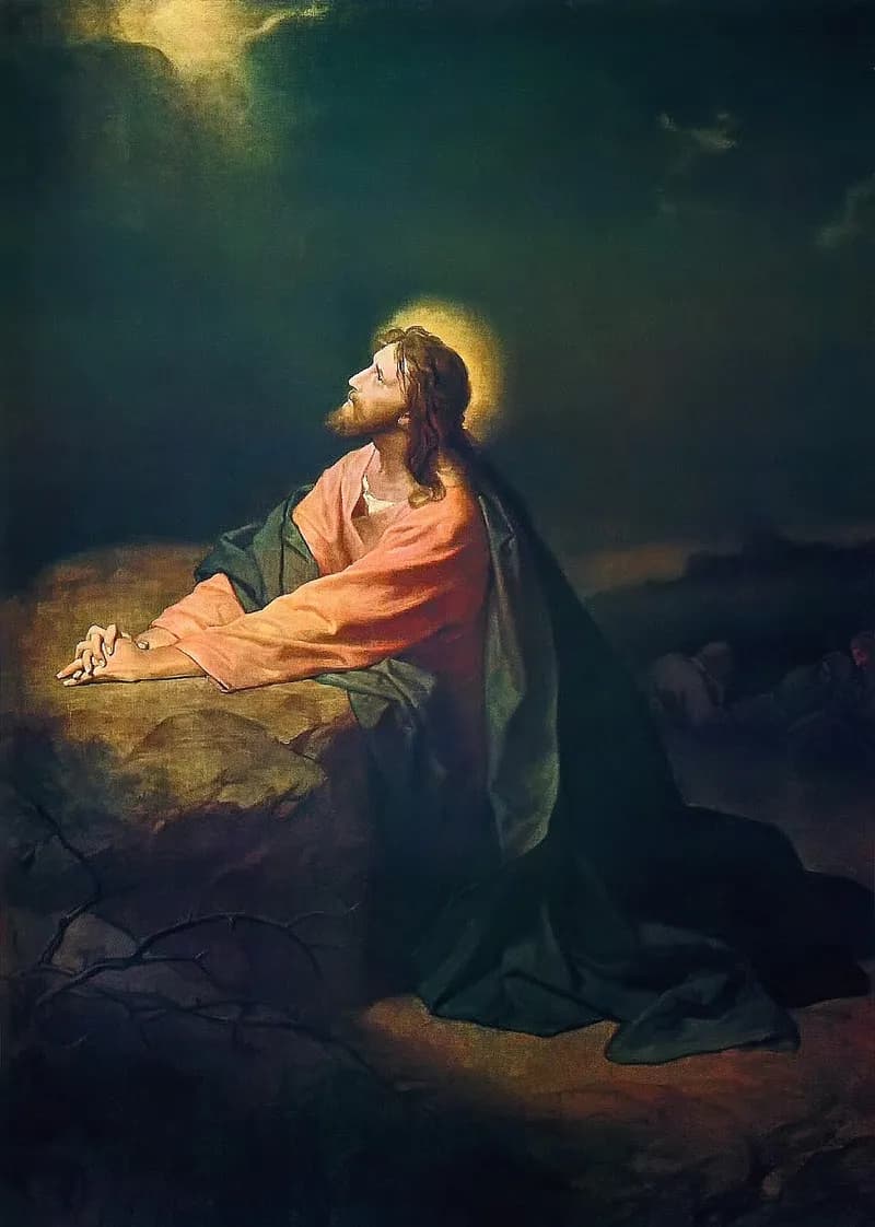 Christ in Gethsemane by Heinrich Hofmann depicting Matthew 26:36