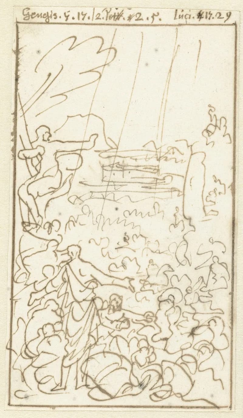 De zondvloed by Jan Luyken depicting Genesis 7