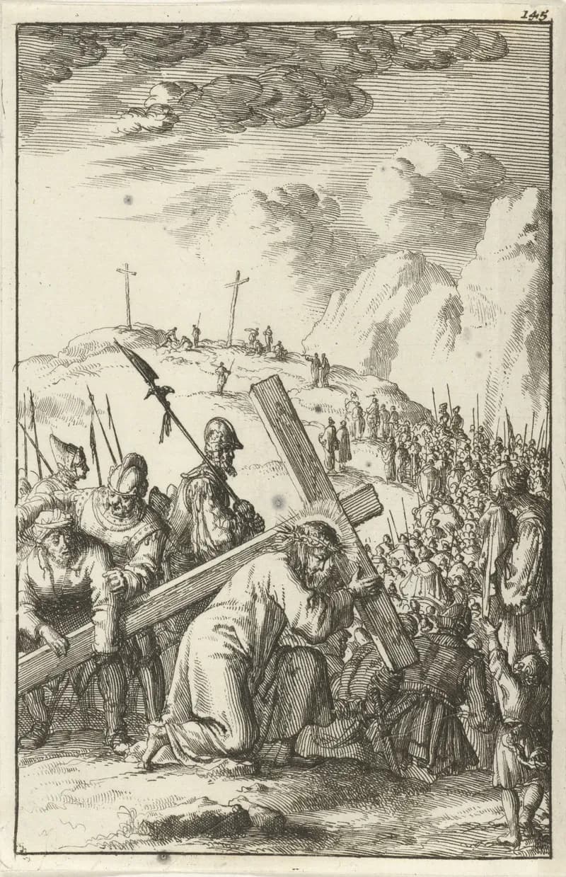 Kruisdraging by Jan Luyken depicting Matthew 27