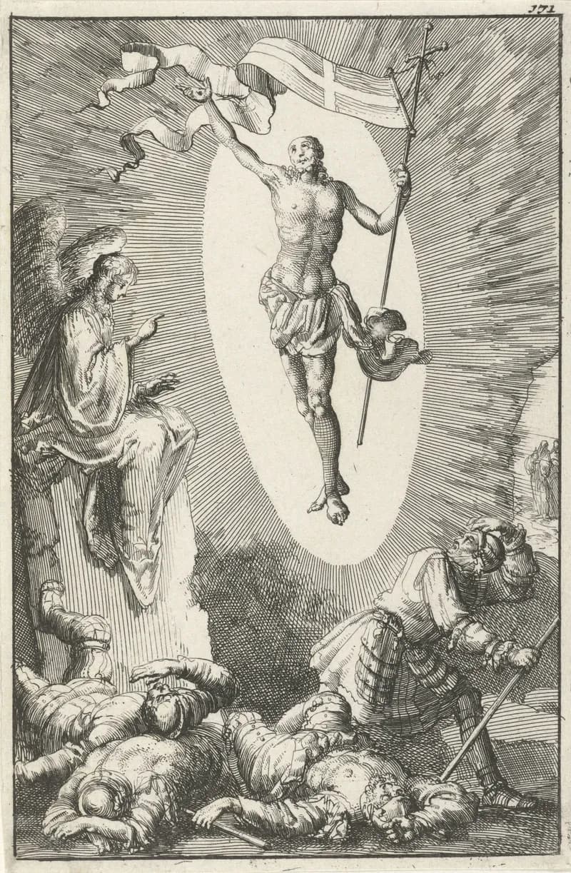 Opstanding van Christus by Jan Luyken depicting Matthew 28